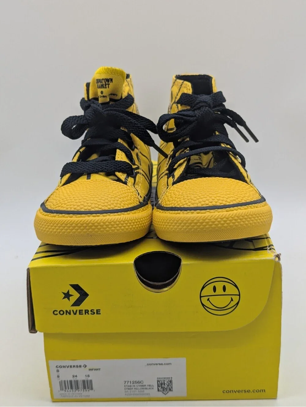 Converse X Chinatown Market Toddler Size 8K CTAS Hi Cyber Yellow Black 771256C
